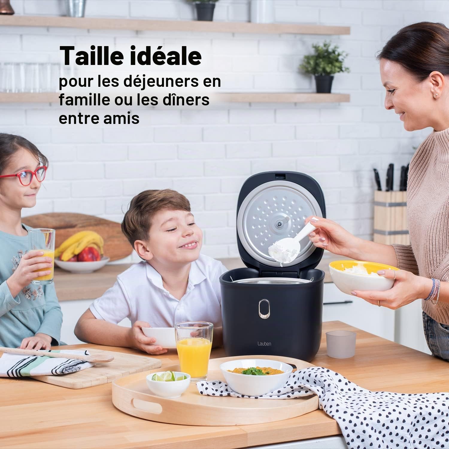 Lauben Low Sugar Rice Cooker Cuiseur à riz avec fonction Low-Sugar, volume de 3 l, 6 modes, démarrage différé, maintien au chaud, surface en céramique antiadhésive, passe au lave-vaisselle (Antracit)