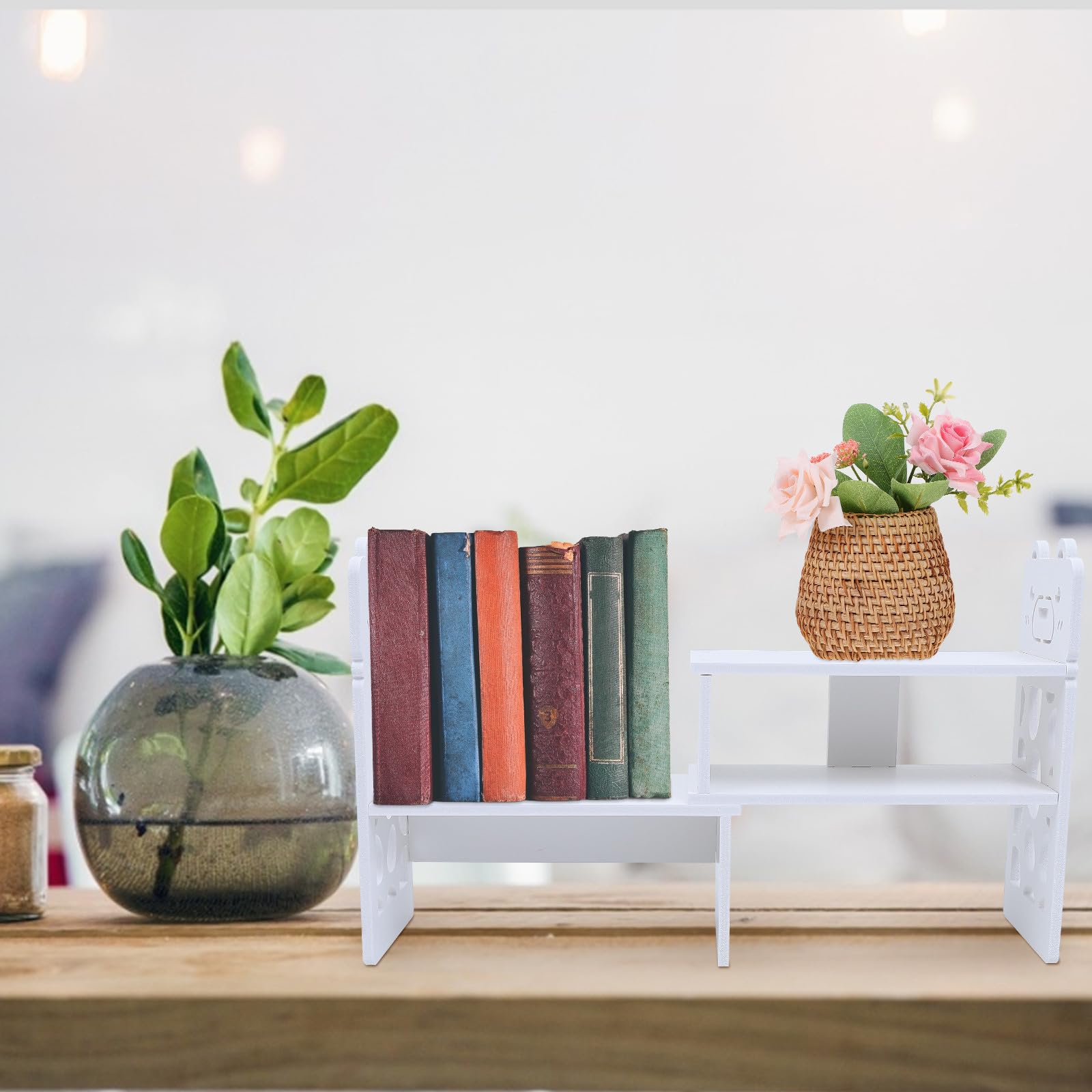 Libreria da Scrivania Piccola in PVC Bianco per Documenti