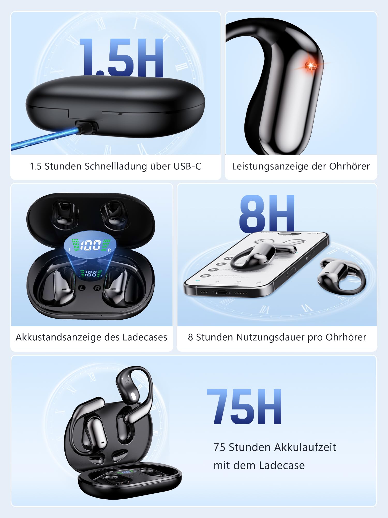 KI Kopfhörer Übersetzer in Echtzeit 4-in-1: Sprachübersetzer Kopfhörer 164 Sprachen 7 Modi mit APP - 75h Bluetooth 6.1 Übersetzung Ohrhörer mit iOS Android - ENC Übersetzer für Reisen Geschäft Lernen