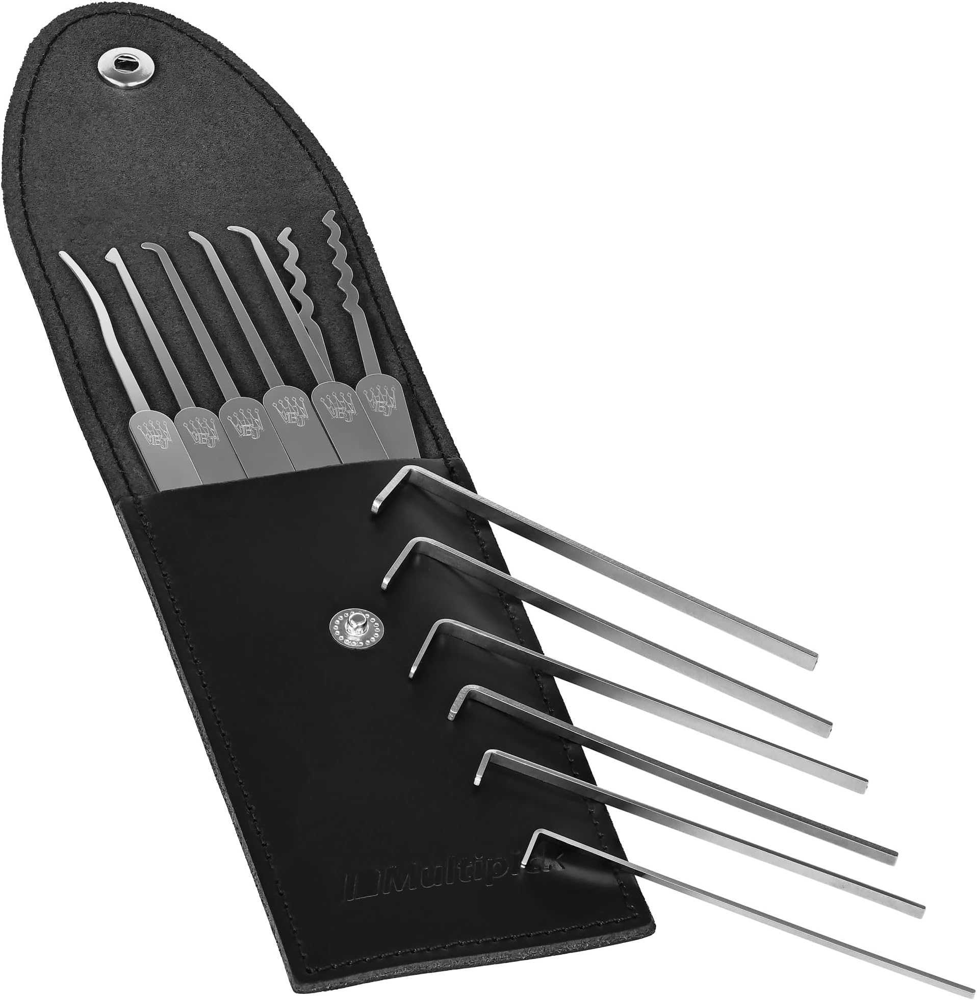 Multipick Elite 13 Profi Lockpick Set [13 Pieces] - Lock Picking Tools - German Precision - Lockpick Tools & Kit - For European Lock Cylinders - Black & Grey