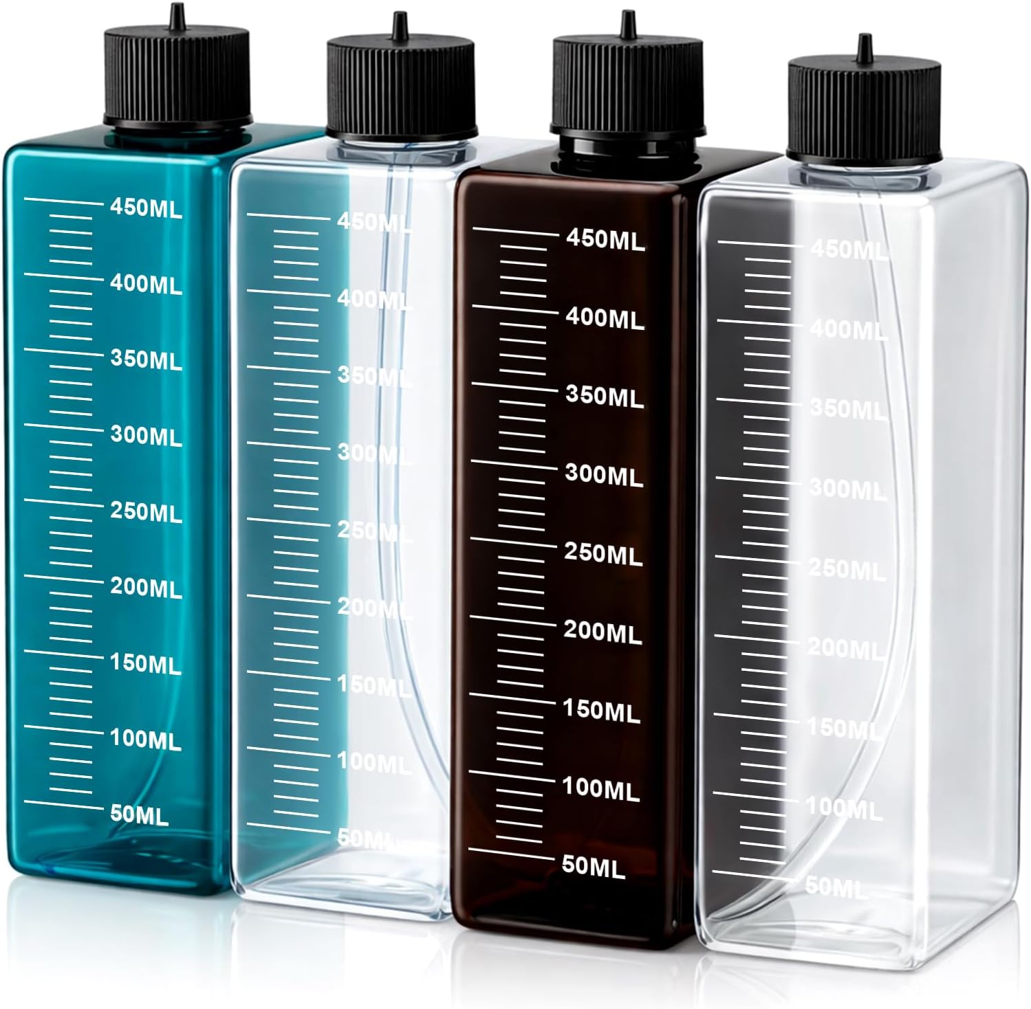 LemonRoad 4 Pcs Dosing Container 450 ml, Dosing Pump Reservoir Containers, Plastic Liquid Srorage Bucket, Aquarium Air Pump Accessories for Aquarium Fish Tank Fish Water Supplies Accessories(Brown)