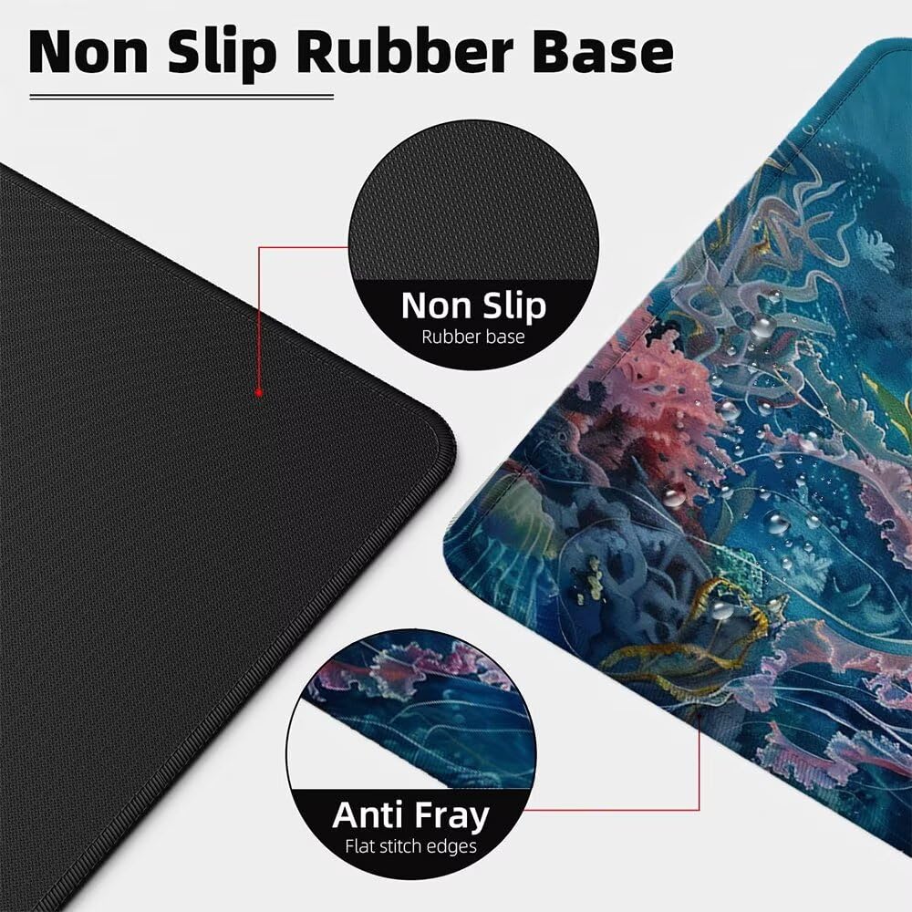 Alfombrilla Ratón XXL 600x1200x3 mm Mouse Pad Grande Gaming Medusa Alfombrilla Escritorio,con Base de Goma Tapete Escritorio con Bordes Cosidos, Impermeable Antideslizante Ordenador Desk Mat zj-9