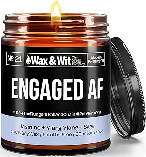 Wax & Wit Funny Soy Engagement Candle Gift for Women - Humorous, Aromatherapy Soy Wax Candle, Ideal for Just Engaged Gifts, Newly Engaged Couples – Jasmine, Ylang Ylang, Sage - 9oz
