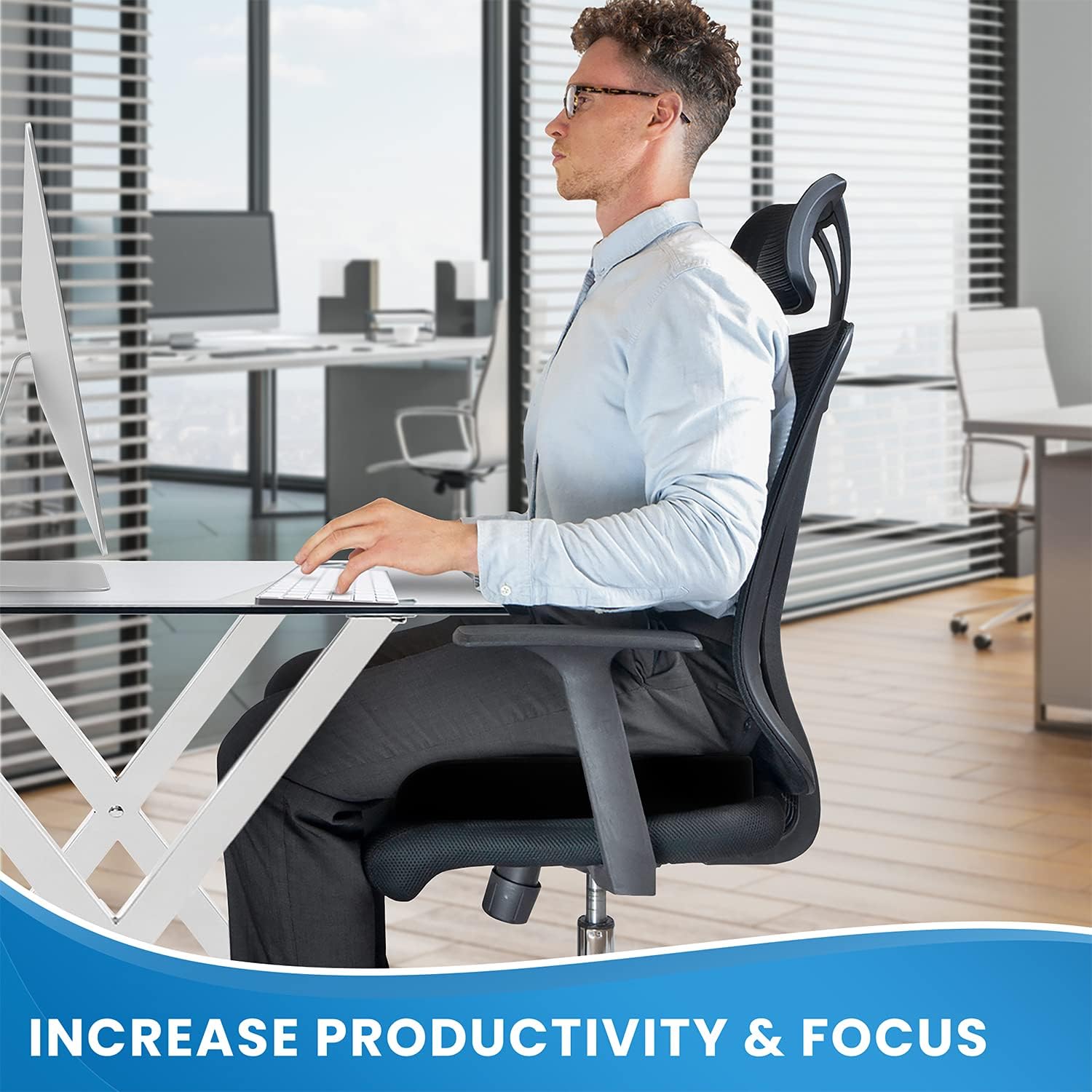 Everlasting Comfort Office Chair Seat Cushion - Memory Foam Car Pillow Pad - Tailbone and Back Pain : Office Products