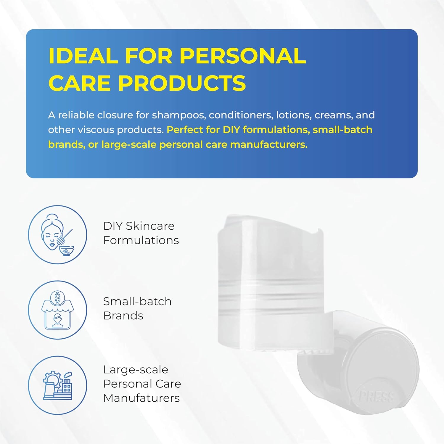 PP 24-410 Smooth Skirt Disc Top Cap with 0.27″ Orifice – Unlined Dispensing Lid for Shampoo, Lotion, Conditioners, Creams, Personal Care Bottles, DIY Packaging, Refillable Bottles (Natural)