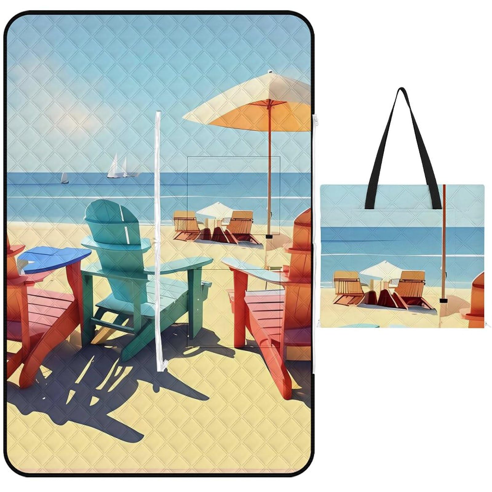 Couverture de pique-nique pliable imperméable grand format avec fermeture éclair solide