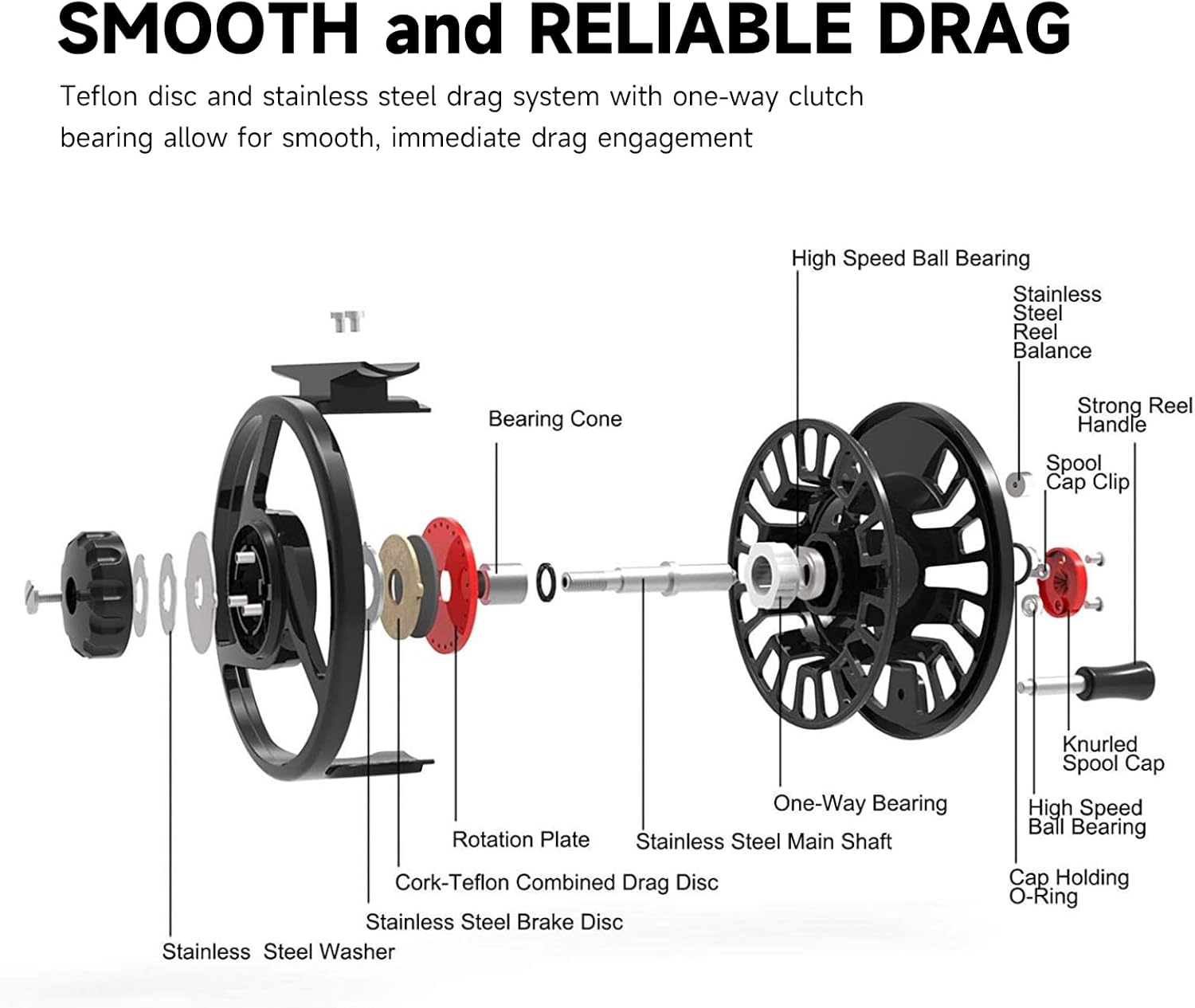 Maxcatch Tino Fly Fishing Reel, Large Arbor All Aluminum with CNC Cutting Trout Fly Reels, 3/4 5/6 7/8wt