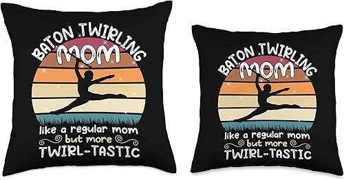 Miniatura 3 de Cool majorette baton twirling gifts Twirling mom-Baton Twirler Gymnastics Throw Pillow, 18x18, Multicolor
