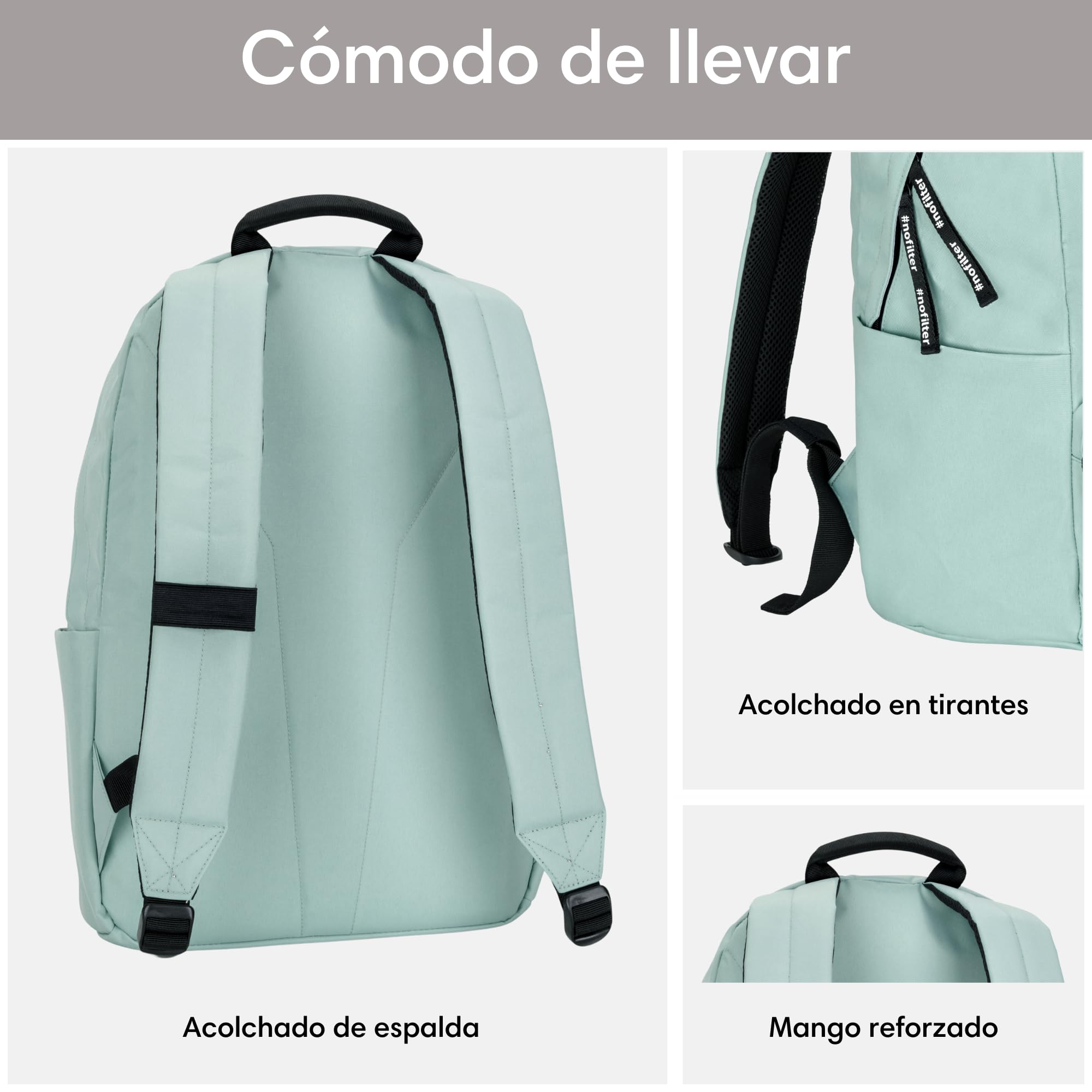 LARKSON Mochila Mujer & Hombre Menta - No 3 - Mochilas Portatil - Escolares Jóvenes Universidad Viaje - Impermeable