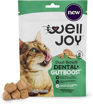 WIJ WellJoy Dental Cat Treat + Teeth Cleaning, Calcium, GutBoost, 120ct