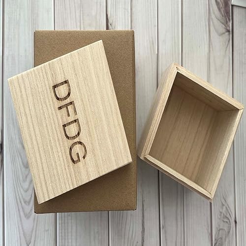 Vista 5 de DFDG - Caja de almacenamiento de madera con tapa, decoración de caja de tesoro de madera, para manualidades, sin pintar, caja de madera, caja