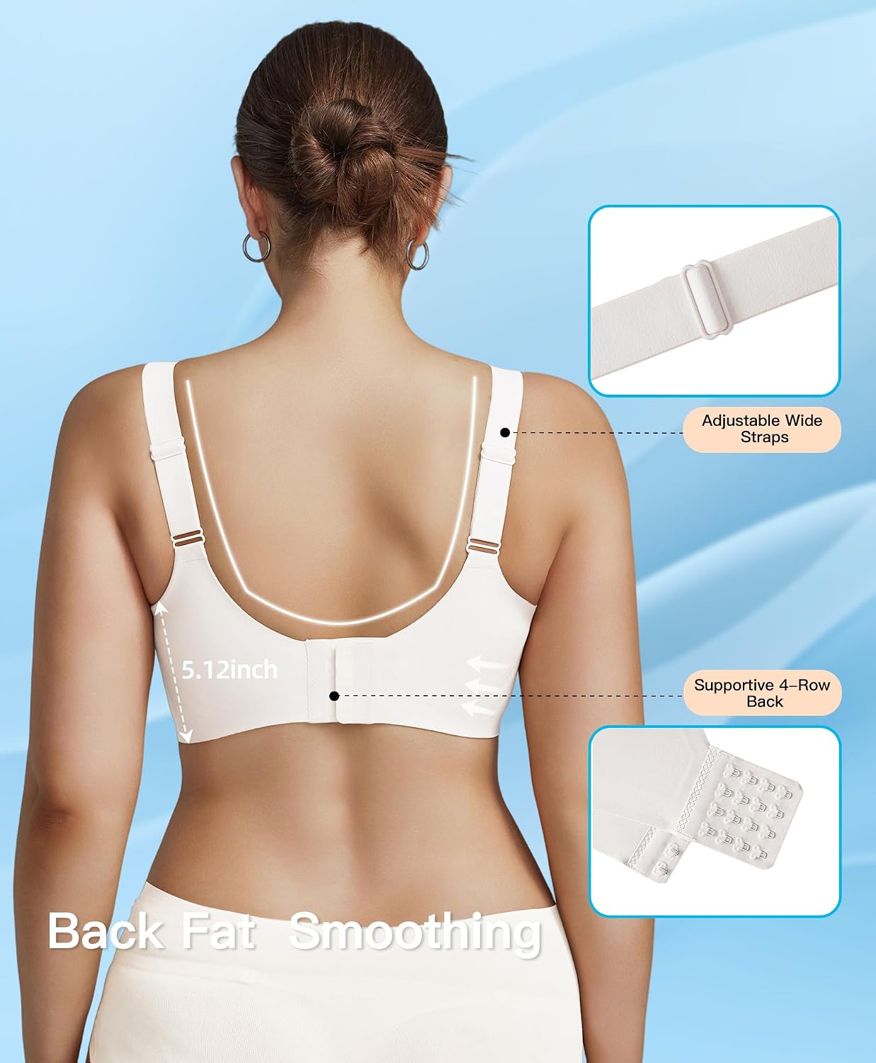 Minimizer Bras for Women Full Coverage Wireless Plus Size Seamless Bralette with Removable Pads Adjustable Comfort(42D,White)