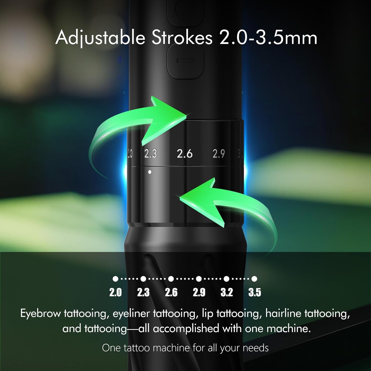 Permanent Makeup Machine Wireless with 5 Strokes Length 2.0mm-3.5mm Rotary Tattoo Gun Cartridge Pen with 800mAh Power Supply Coreless Motor For Eyebrow Eyeliner Lips SMP(Dual Battery)