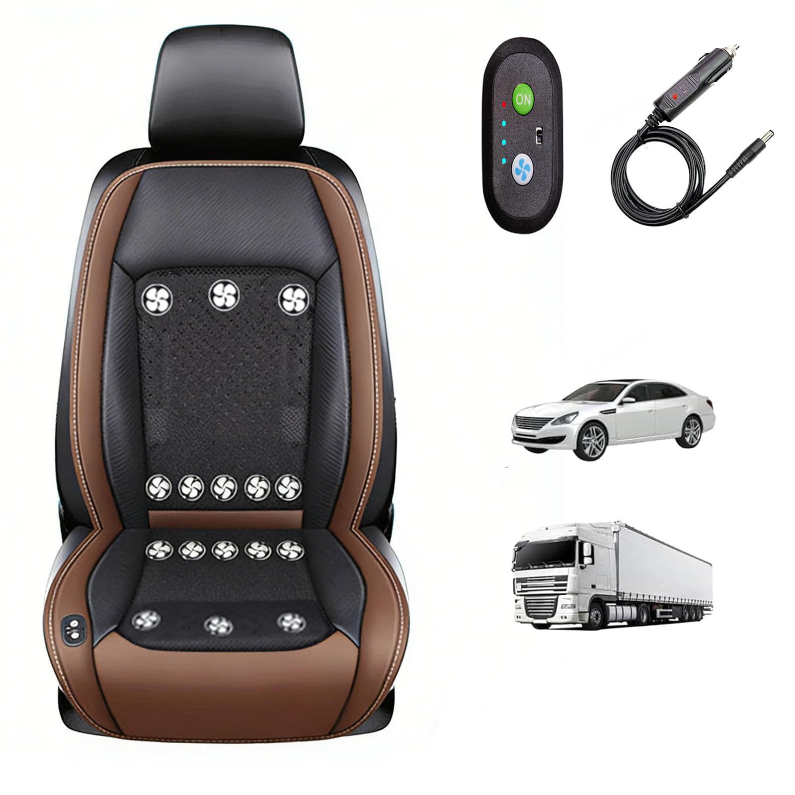 LRF-yxkj Car Seat Cooler 12V-24V 3 Cooling Air Speeds Cooling Seat Cushion for Cars,Suv,Sedans and Pick-Up Trucks,Brown-12V16Fan
