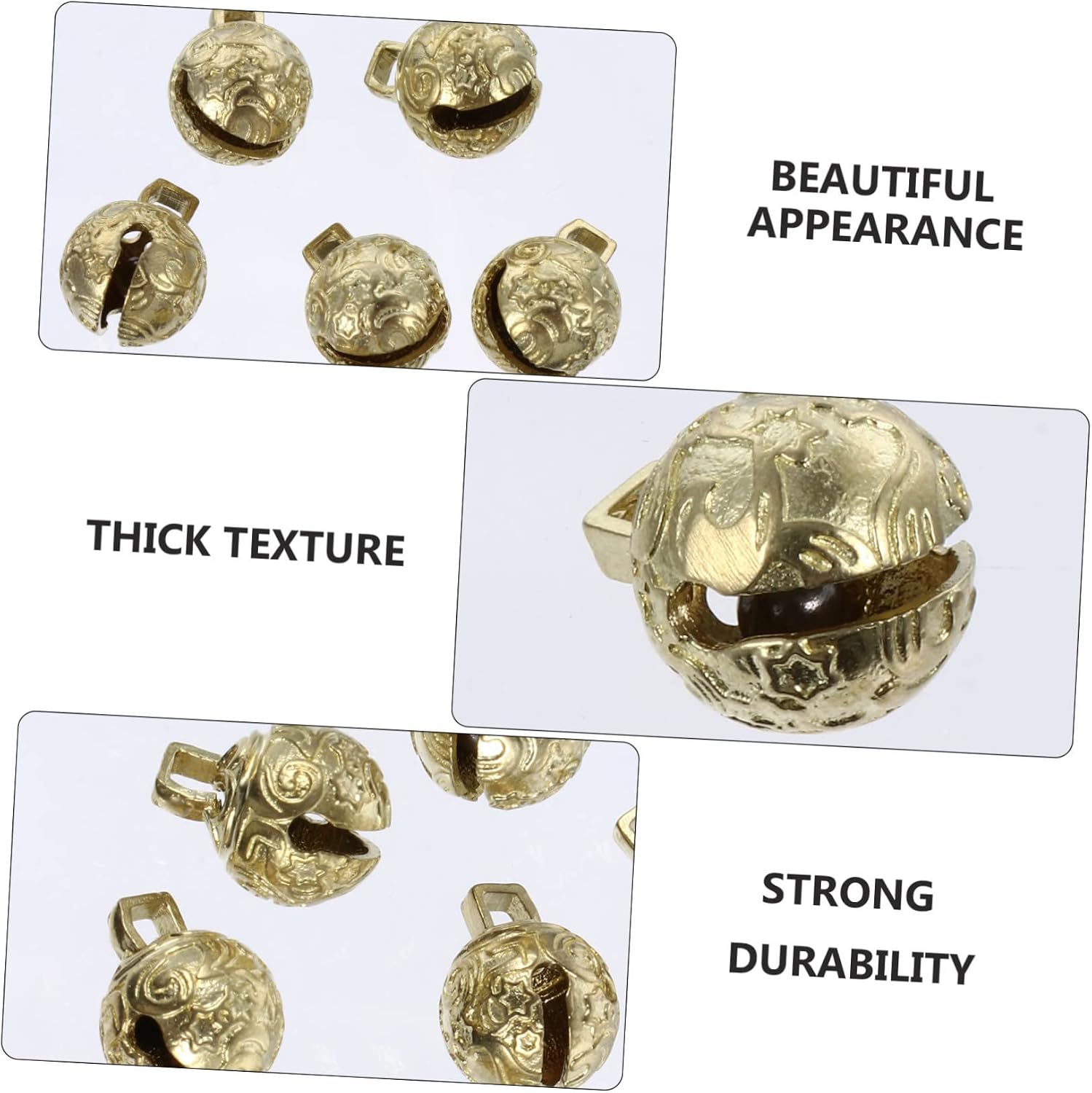 Tofficu 18pcs Decorative Brass Jingle Bells for Christmas Crafts Hollow Bells for Holiday Decor Pet Accessories and DIY Projects