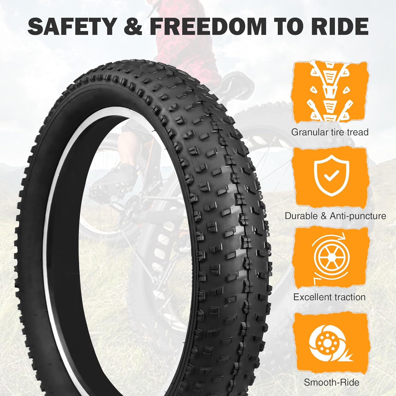 WEEROCK 20/24 Inch Bike Fat Tire Electric Bike Tires 1 Pack 20 x3.0/24 X 3.0 Inch Bicycle Fat Tyre Folding Bead Tire Compatible 20" 24" Inch E-Bike Wide Mountain Snow Bicycle