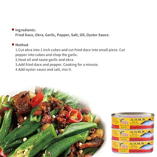 Miniatura 4 de Eagle-Coin Paquete de 12 Dace (frito y entero) con frijol negro salado en aceite, 6.5 onzas