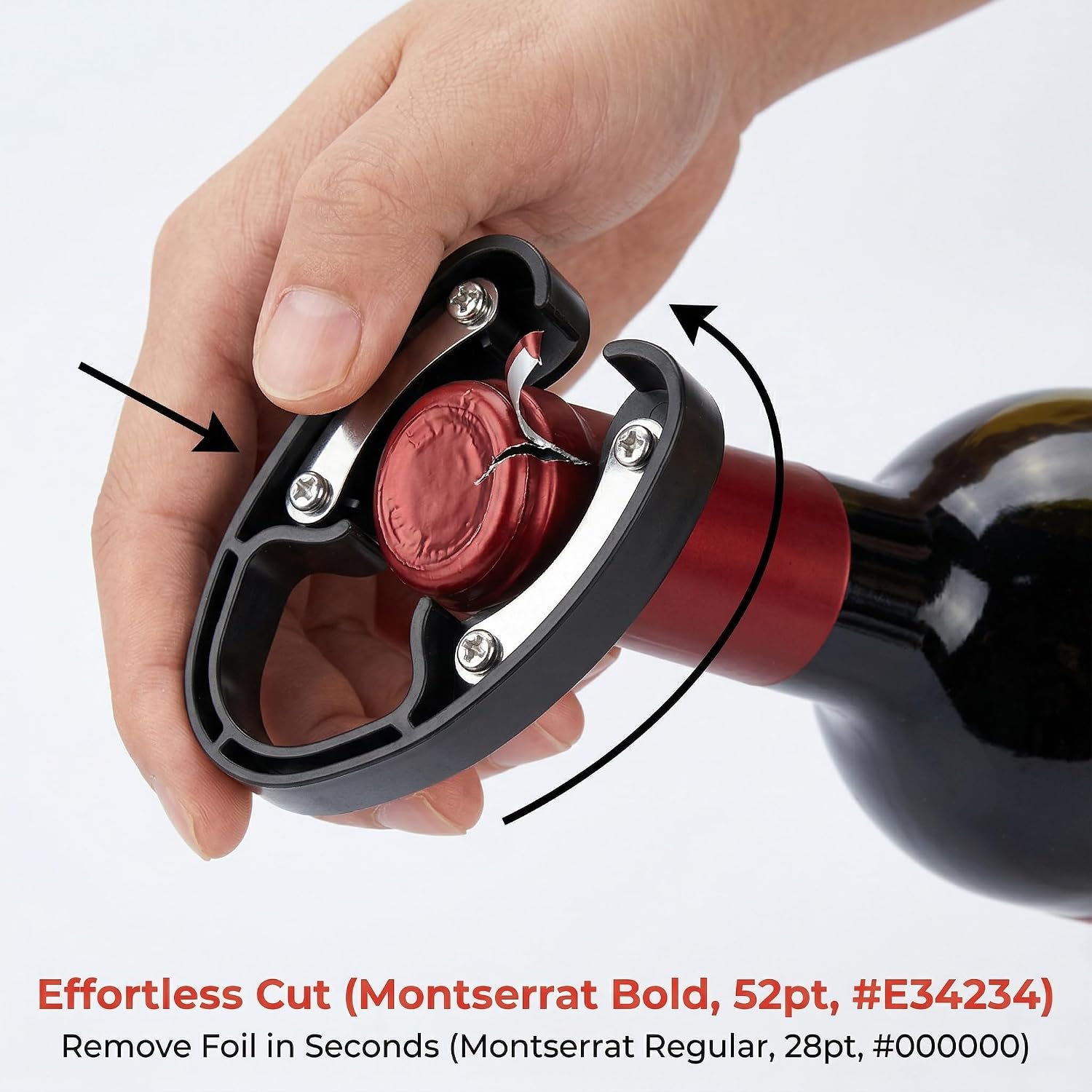 Wine Foil Cutter, Wine Foil Cutter Tool, Wine Bottle Opener, Easy Foil Paper Cutter Tin Wrapper Opener Wine Opening Tools for Wine Bottles Tin Wrapper Opener(Black) image 5