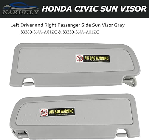 Miniatura 2 de Nakuuly Visera parasol para el lado izquierdo del conductor y del pasajero derecho, color gris, compatible con Honda Civic 2006, 2007, 2008, 2009,