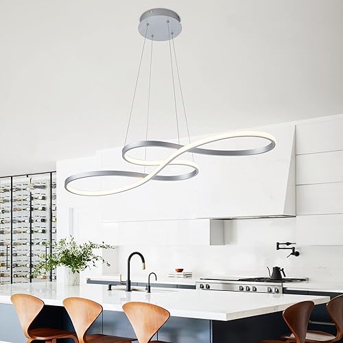 Miniatura 7 de SUNMOO Lámpara de araña LED moderna colgante para comedor, lámpara colgante regulable creativa, control remoto, colorbrillo ajustable 3000-6000K,