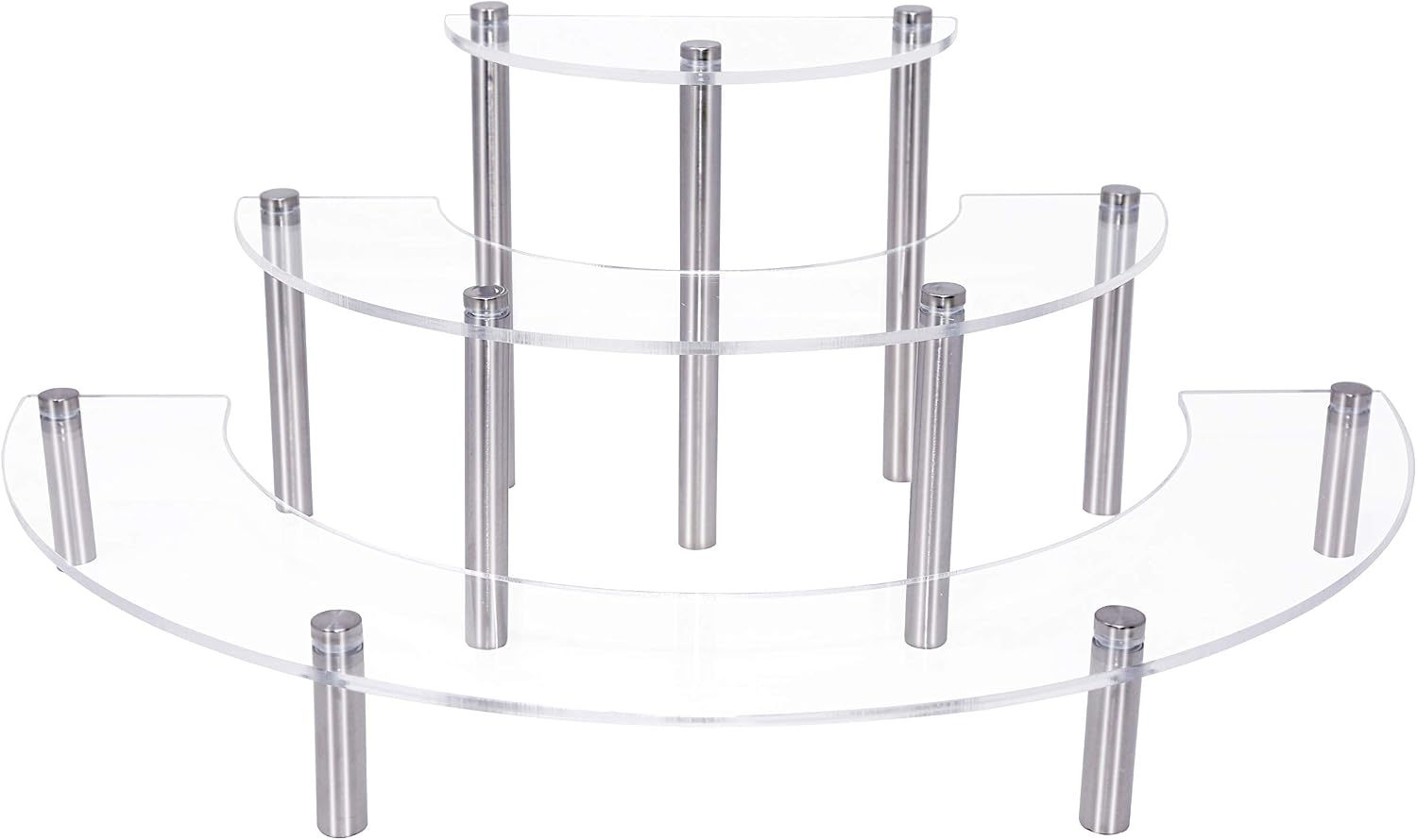 Jusalpha 3-Tier Acrylic Semicircle Round Cupcake Dessert Stand-Dessert Stand, Display self for Amiibo Funko POP figures, Retail showcase(Clear, 1 Set)
