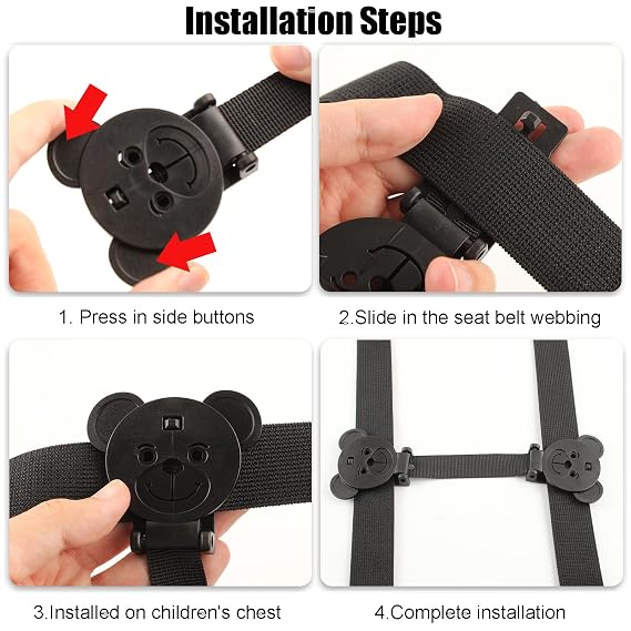 Anti Escape Strap Lock Baby Harness Chest Clip, Baby Safety Strap Prevent Children/Kids Taking Their Arms Out of High Chairs/Strollers/Baby Reins(2 Pack, Bear-Shaped)