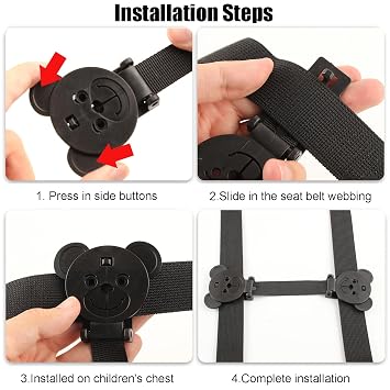 Anti Escape Strap Lock Baby Harness Chest Clip, Baby Safety Strap Prevent Children/Kids Taking Their Arms Out of High Chairs/Strollers/Baby Reins(2 Pack, Bear-Shaped)