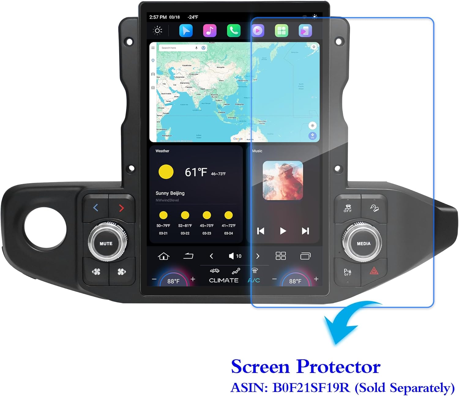 Cidava 13 Inch Car Radio for Jeep Wrangler JL 2018–2023 & Gladiator JT 2020–2023, Car Stereo Head Unit Replacement with Wireless CarPlay/Android Auto, Fast Boot, Upgraded DSP & EQ, 4G LTE, 8+128GB