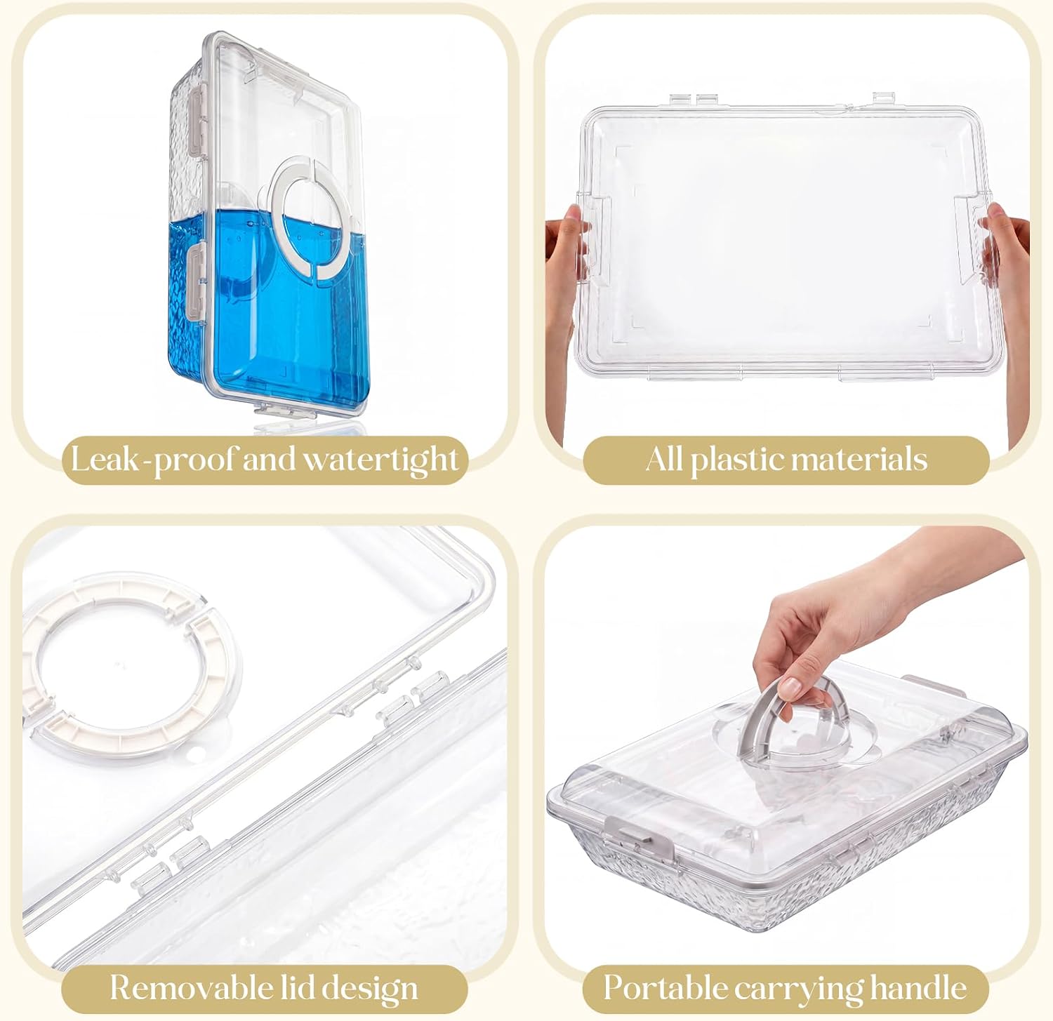 Baderke 2 Pcs 16 x 11'' Chilled Serving Tray for Parties with Lids Compartments Flip top Removable Chilled Party Platter Serving Board Cold Dish Dip for Picnic (Compartments,Clear)