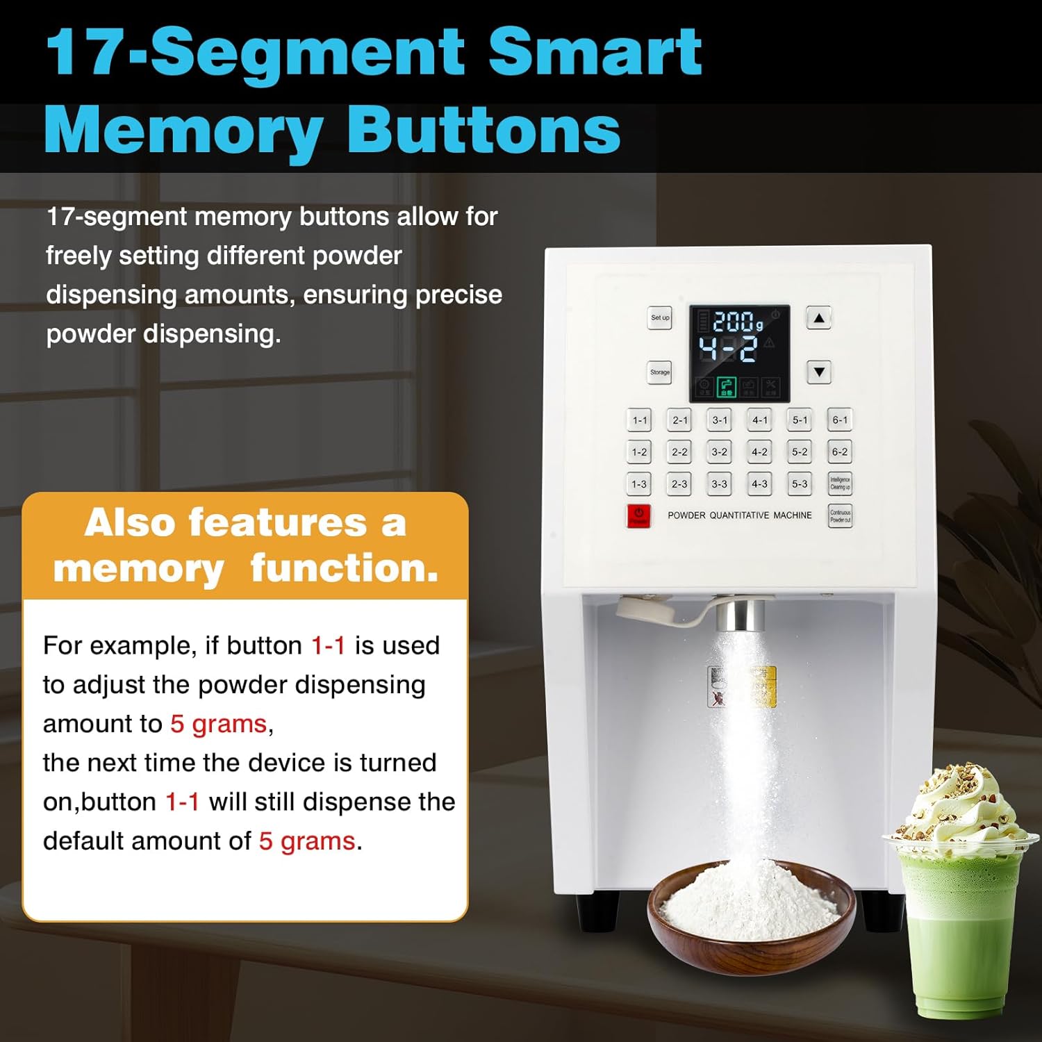 Automatic Fruit Powder Dispenser 3.5L Powder Quantitative Machine Portable Powder Filling Machine 110V Digital Powder Dispensing Machine for Commercial & Home Use Bubble Tea Equipment