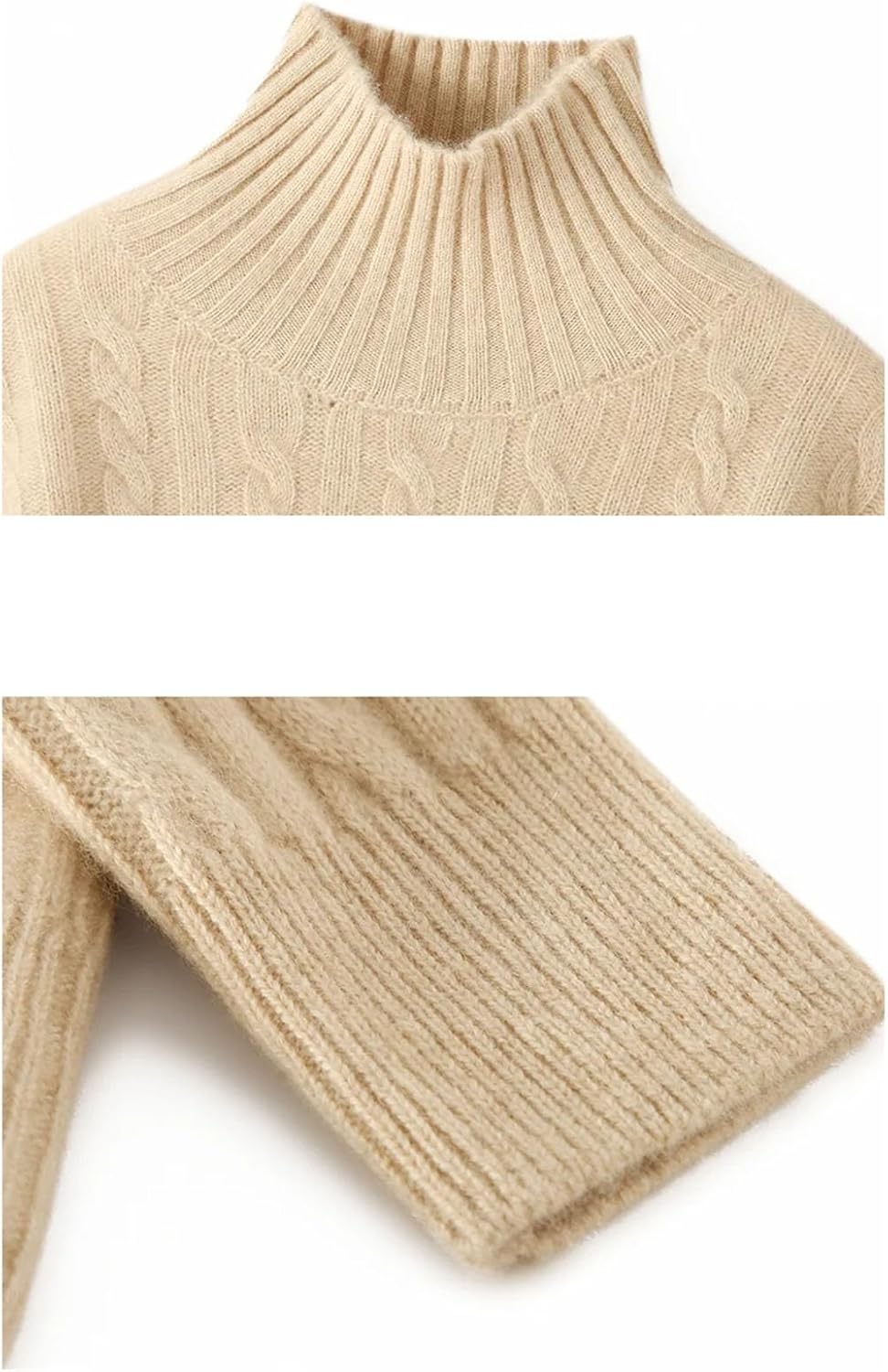 Women's 100% Wool Knitted Sweater Winter Thicked Warm Pullover Turtleneck Twisted Soft Comfortable Base Shirts