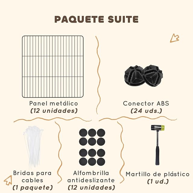 Foto 6 de 8 de PawHut Valla Metálica para Mascotas con 12 Paneles 140x70x35 cm Negro