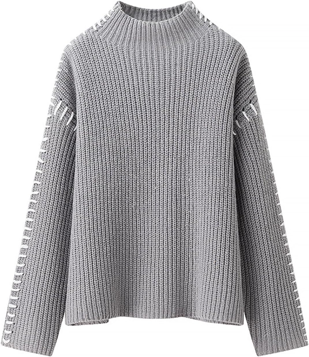 Womens Turtleneck Sweaters Long Sleeve Loose Pullover Sweater Casual Knit Tops Oversized Comfy Winter Clothes