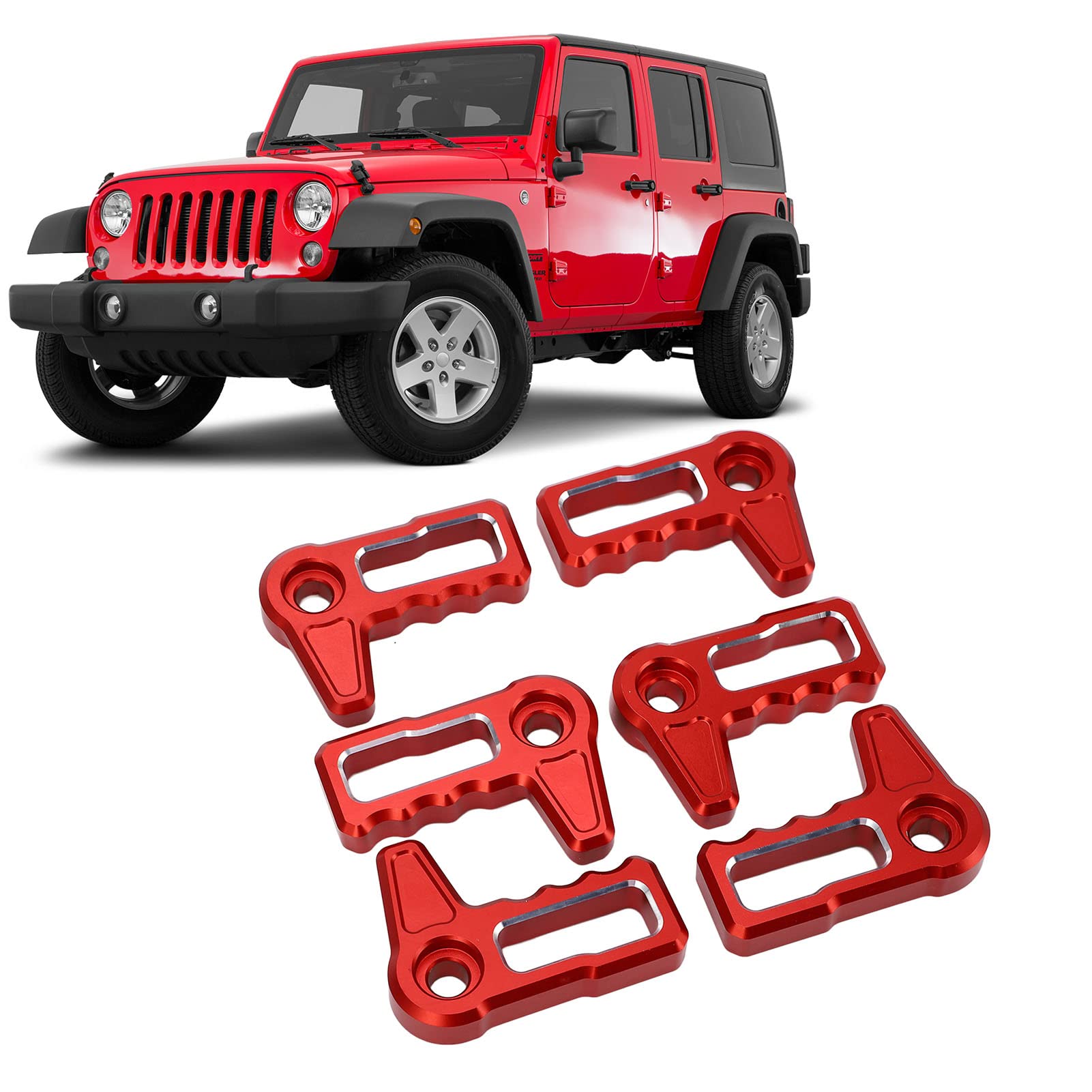 Aramox Schaltergriff Zum Entfernen des Hardtop-Dachs, 6-teiliger Schaltergriff Zum Entfernen des Hardtop-Dachs, Ersatz für Wrangler JL JLU Gladiator JT 4xe (Rot)