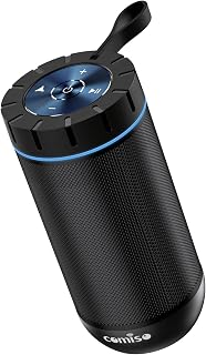 comiso X26 Bluetooth Speaker, IPX5 Waterproof Speakers 360° HD Surround Sound with Punchy Bass, Wireless Dual Pairing, 24H Playtime, Portable Speaker for Shower, Home, Outdoor, Camping, Beach - Black