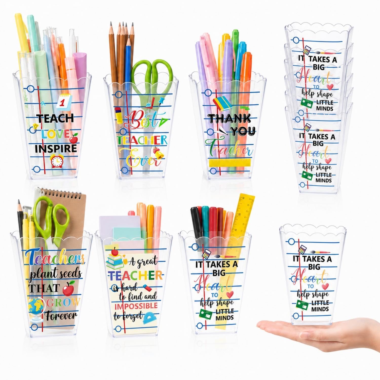 Mimorou 6 Pcs Back to School Teacher Gift Box Container Notebook Pencil Composition Book Crayon Popcorn Candy Jar Containers Holders for First Day of School Party (Notebook)