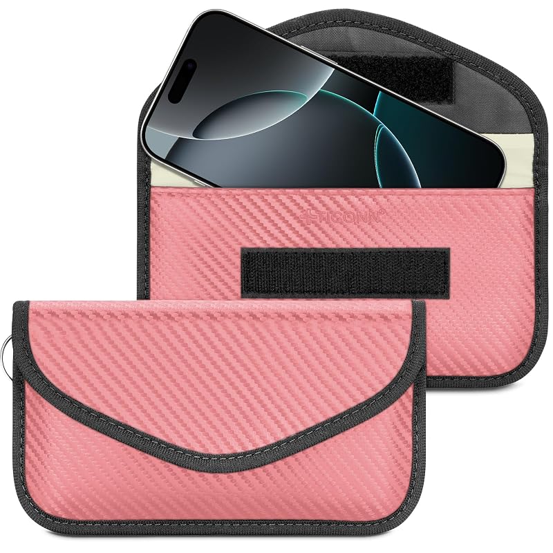 Bolsa Faraday TICONN para chave presencial, bloqueio de sinais RFID e NFC, rosa, tamanho grande, pacote com 2