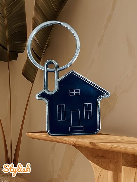 CATCHEX Home Shaped Double Sided Metal Keychain for House Warming