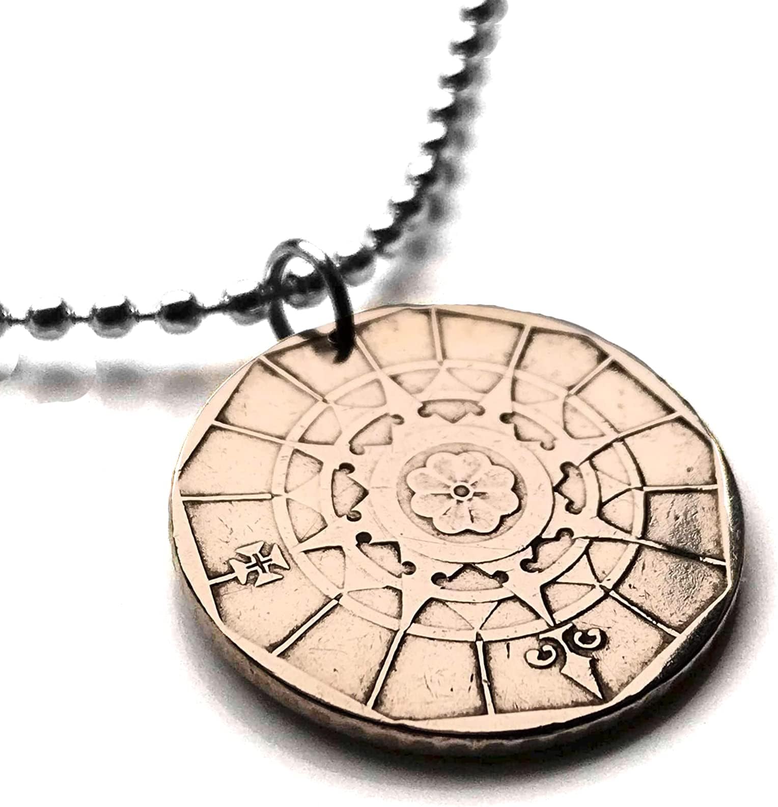 1988 Portugal 20 Escudos coin pendant Portuguese nautical compass Quinas caravela ship navigation Vasco da Gama Age of Discovery Lisbon Porto Braga Sintra Aveiro Amadora Coimbra Faro Algarve n000887