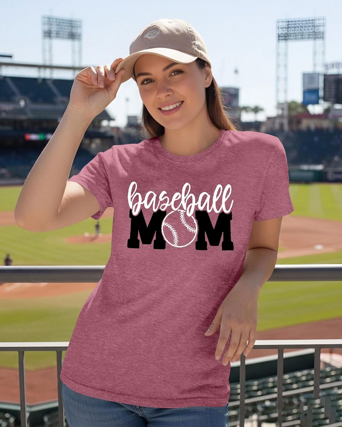 Baseball Mom Shirt Womens Mom Shirt Short Sleeve O-Neck Letter Print Casual Tops Tees - Image 2