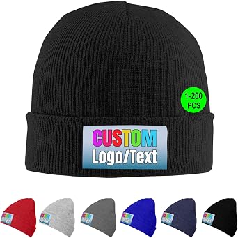 Custom Beanie Hats for Men Women Design Your Own Logo Personalized Knitted Hat Unisex Winter Skully Beanies