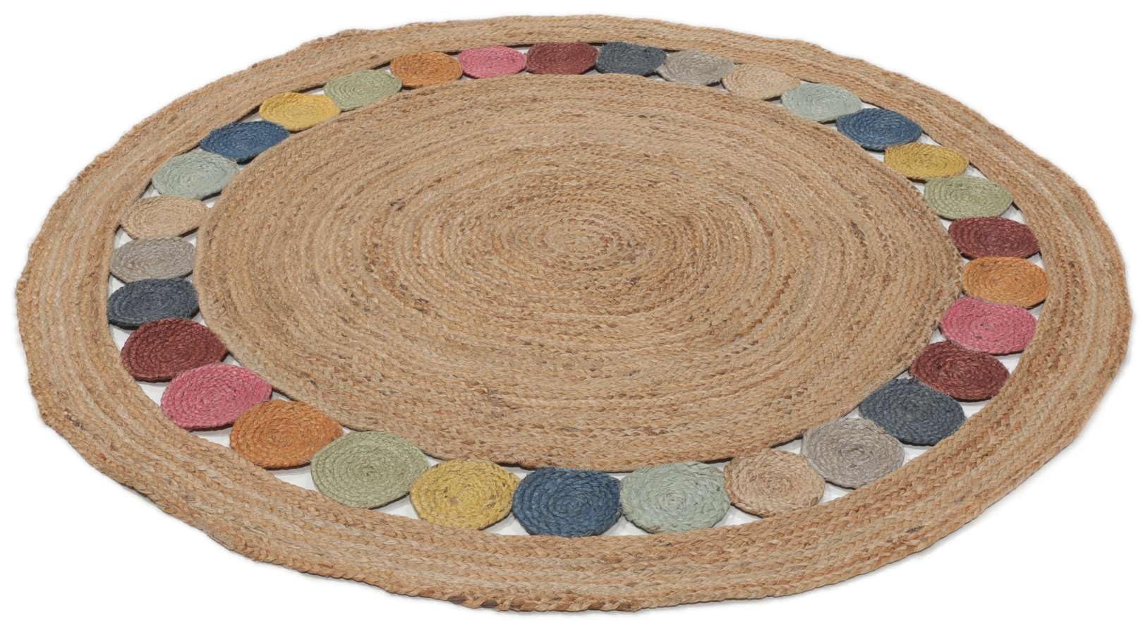 RugVista Dottie Jute Tapis, Ø 150 cm, Multicolore