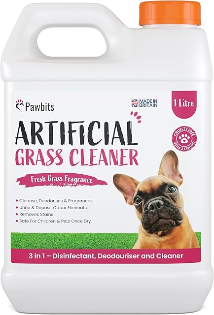 Pawbits Artificial Grass Cleaner For Dogs & Pets 1L  Super Concentrated make 30L of Disinfectant & Deodoriser for Dog & Pet Urine, Deposits, Moss and Algae - Grass Scented Lawn Odour Eliminator