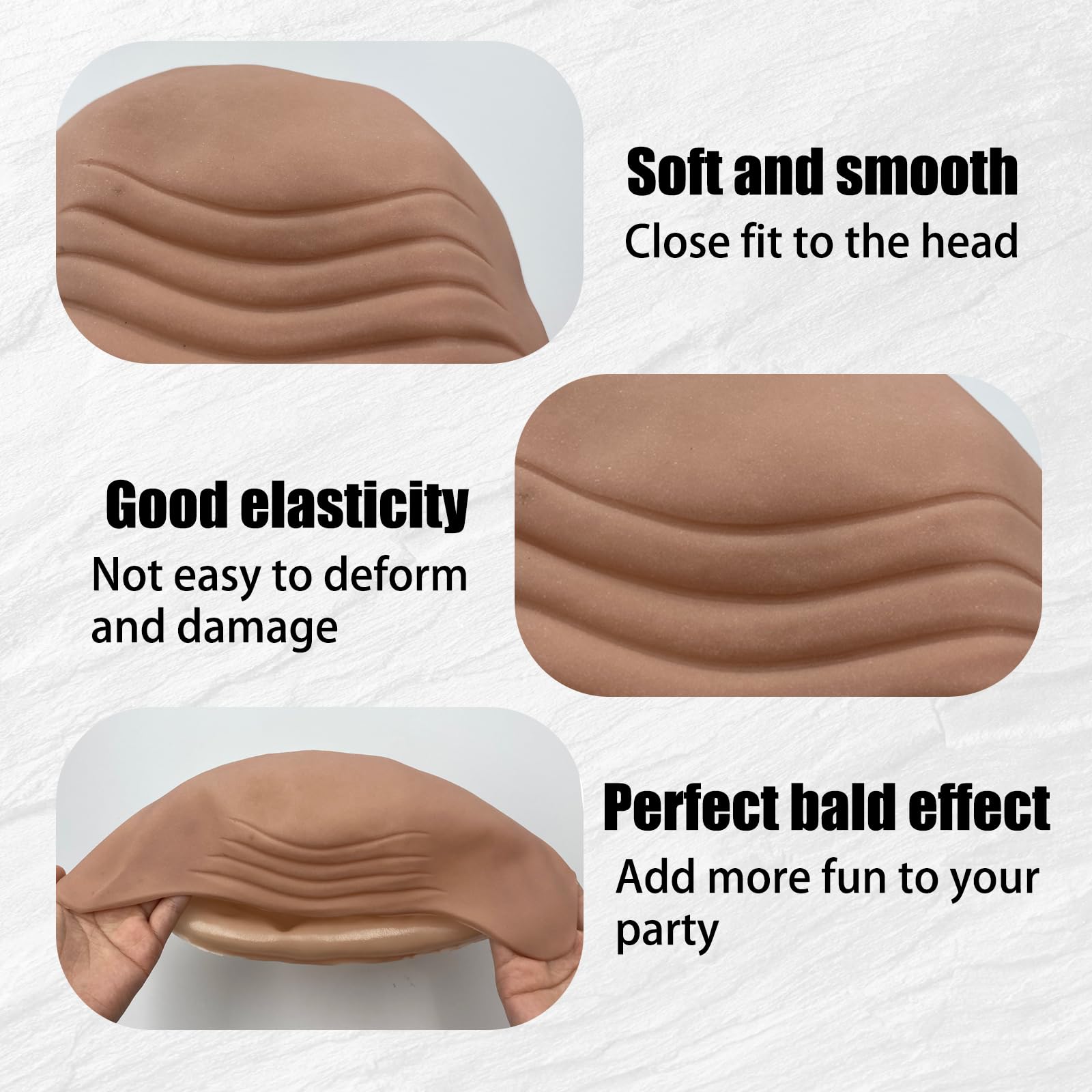VPB Bald cap,Bald cap fancy dress,gru costume,Adult men and women Halloween Fancy Dress Cosplay Hats Costume Accessories(2Pcs) - Image 2