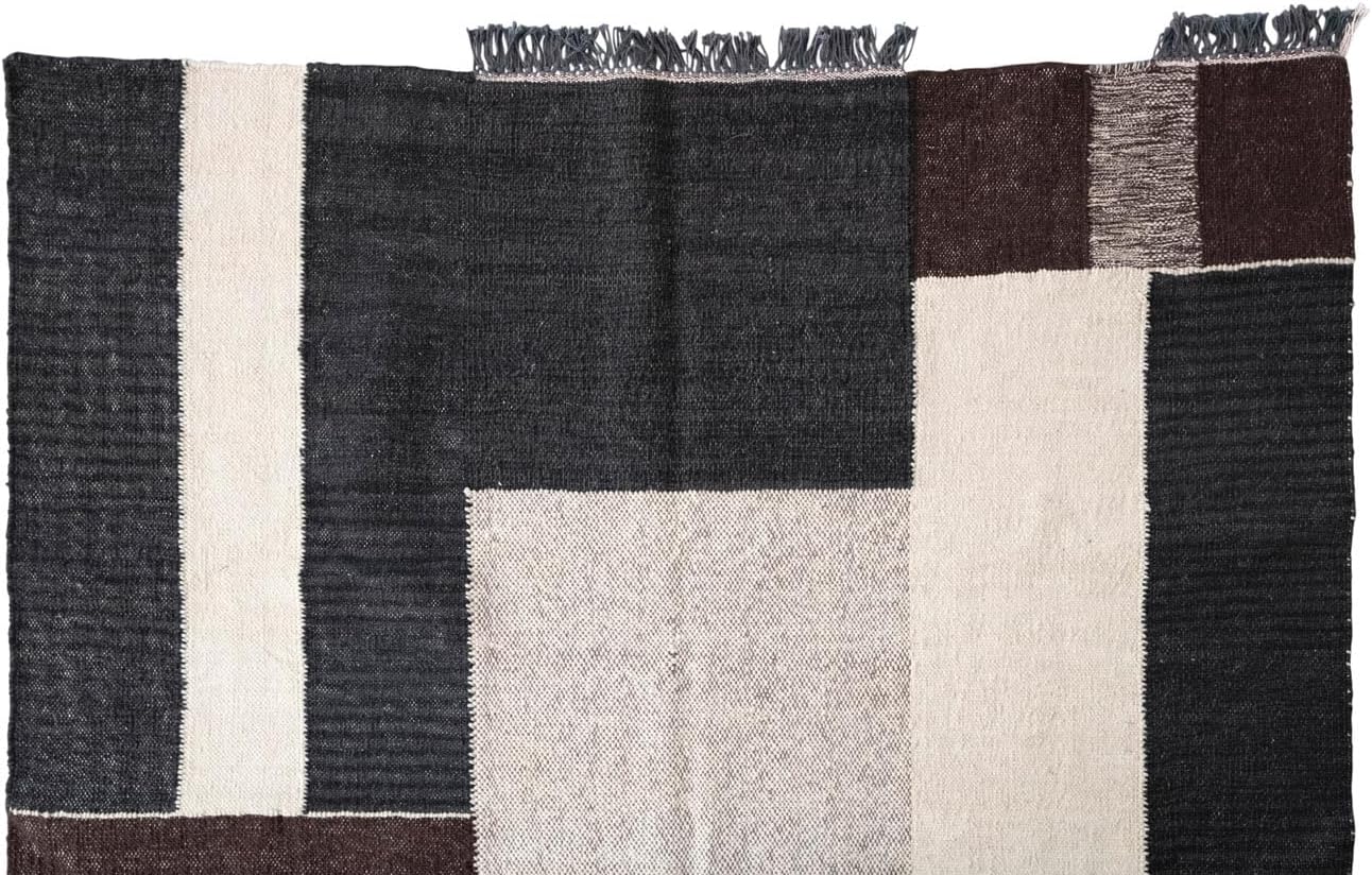 Creative Co-Op Wool and Cotton Rug with Geometric Design and Fringe