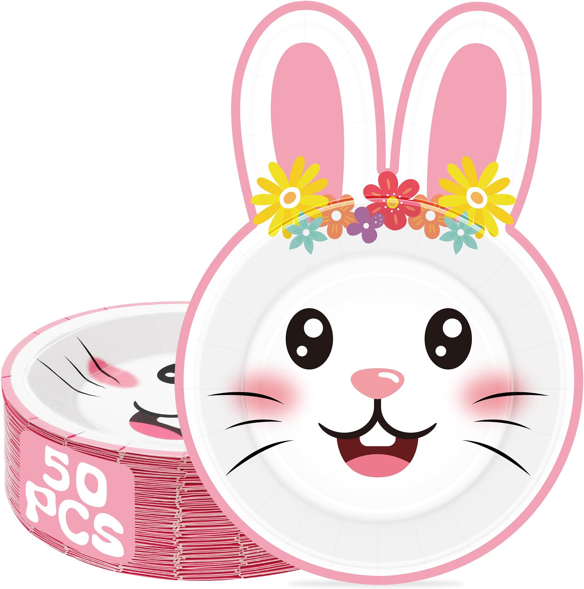 FIONUPI 32 Pcs Easter Paper Plates Disposable Bunny Egg