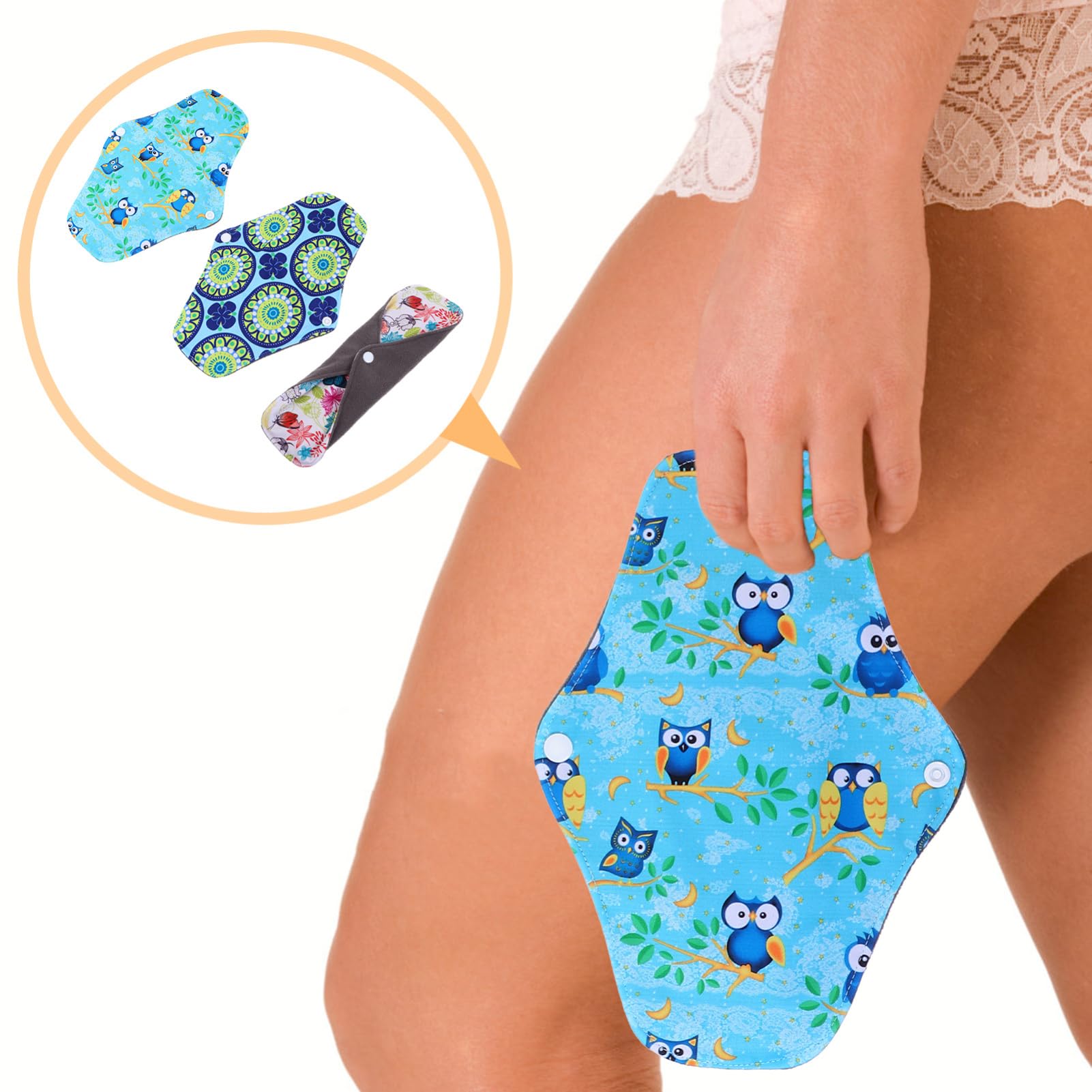 FRCOLOR 2 Juegos Toallas Sanitarias Reutilizables Toallas Higiénicas De Tela Paño Sanitario Lavable Compresas Con Alas Cuecas Menstruales Almohadillas De Lactancia Multiusos 3 Piezas * 2