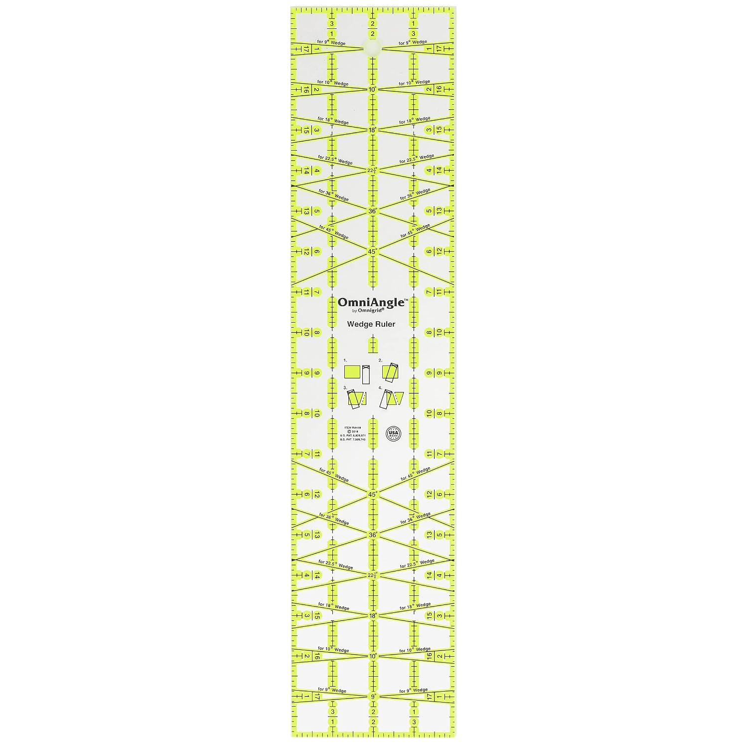 OmniAngle 4" x 18" Non-Slip Wedge Quilting Ruler by Omnigrid