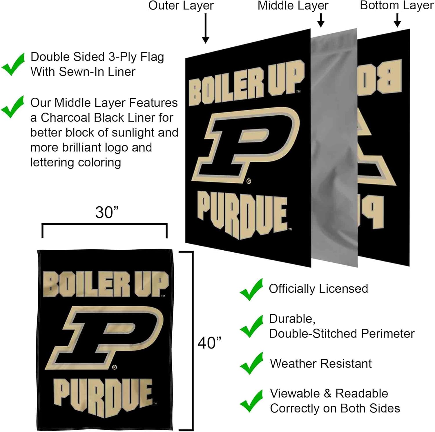 Purdue Boiler Up Double Sided House Flag