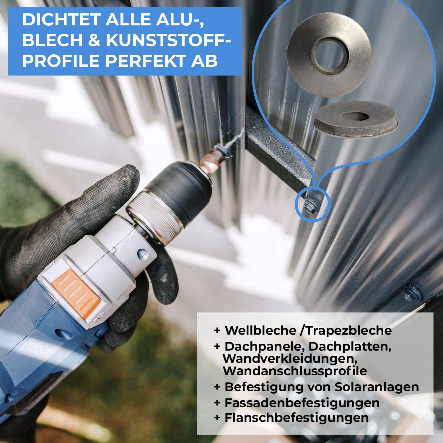 TXXATX EPDM Afdichtringen M4,2 x 12 mm, afdichtringen met neopreencoating, sluitringen van roestvrij staal, sluitring voor boorschroeven, spenglerschroeven, 60 stuks